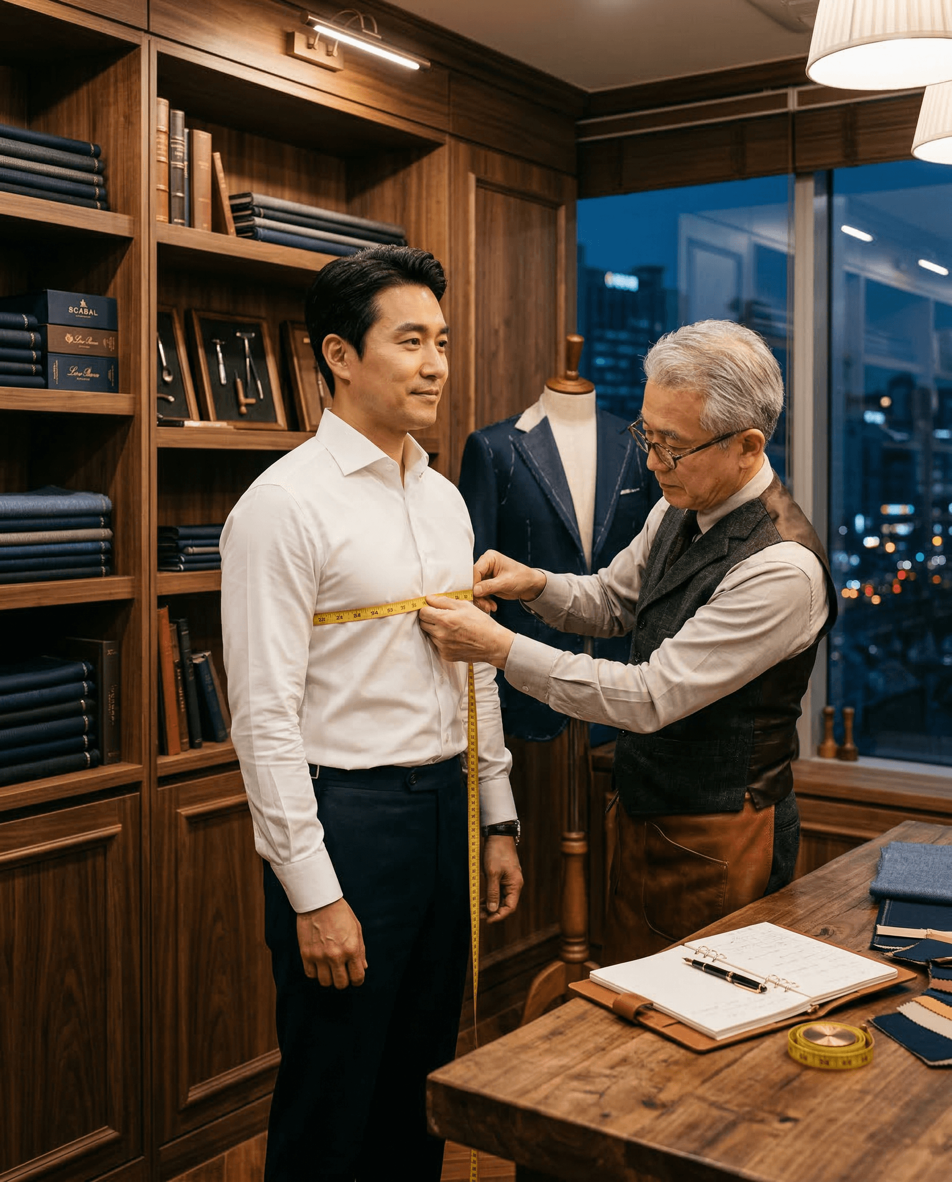 방문 치수 측정 장면