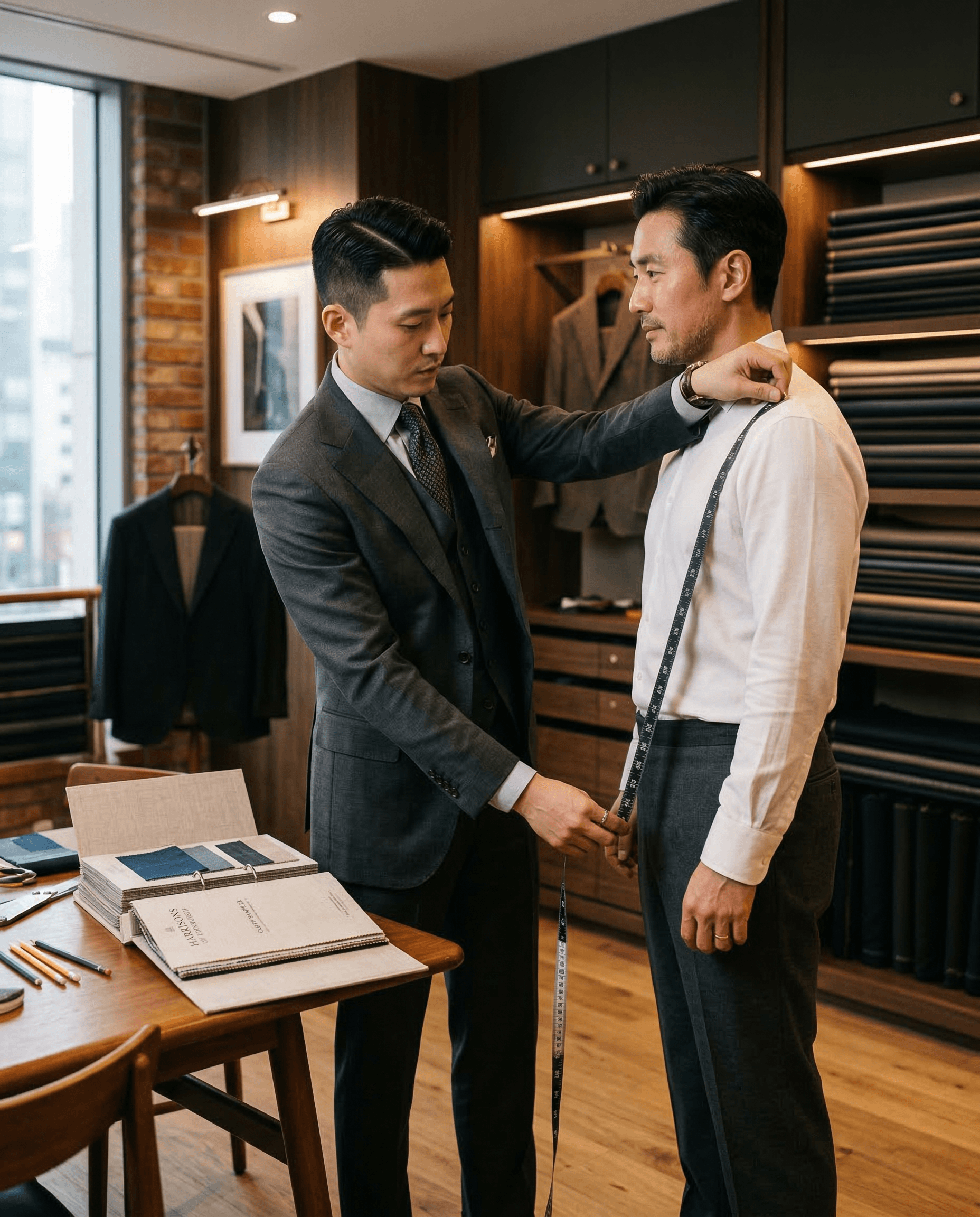 젊은 테일러의 방문 치수 측정 장면